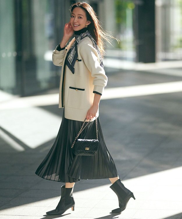 23区 【洗える】スムージーコットン シアーリブ ニット ブラック系