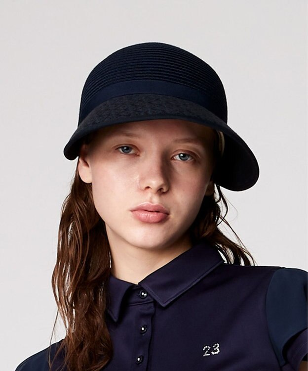 23区GOLF 大人気完売アイテムが今年も登場！【WOMEN】【洗える】ブレード×レース キャップ ネイビー系