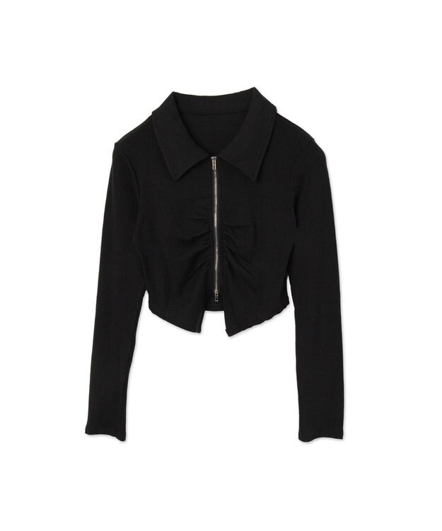 WEGO フロントギャザーＷジップロンＴ ブラック