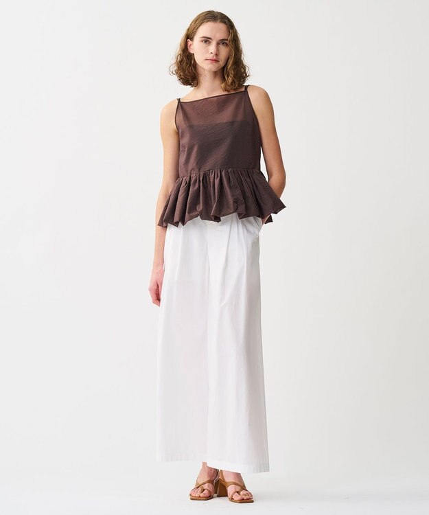 uncrave シアー オーガンジー ペプラム トップス ブラウン