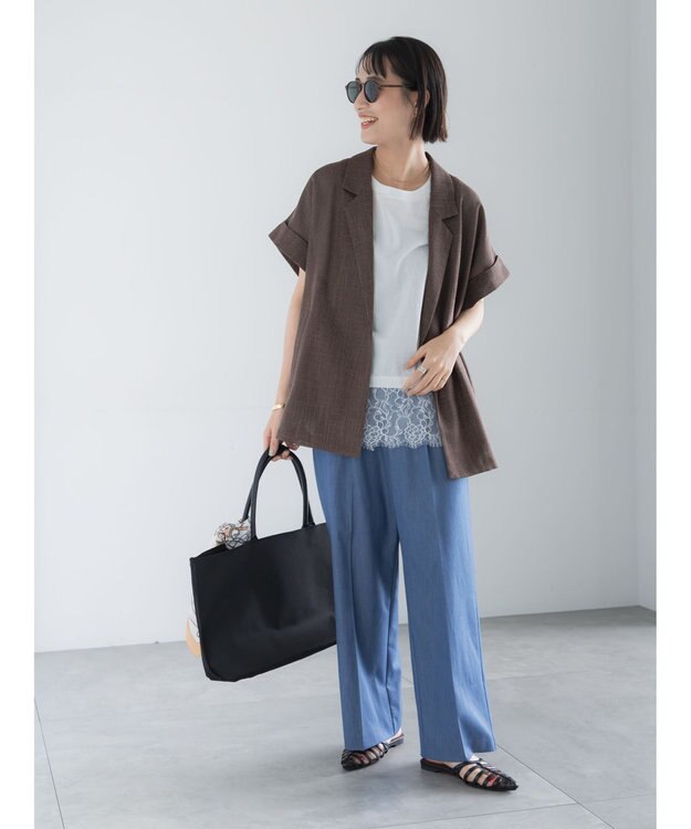 Te chichi 【接触冷感/マシンウォッシャブル】レースヘムTシャツ《2026 SUMMER LOOK item》 オフホワイト