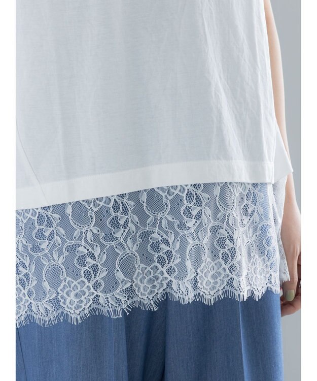 Te chichi 【接触冷感/マシンウォッシャブル】レースヘムTシャツ《2026 SUMMER LOOK item》 オフホワイト