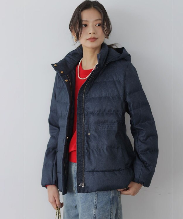 組曲 L ライトタフタショート ダウン ネイビーツイード系5