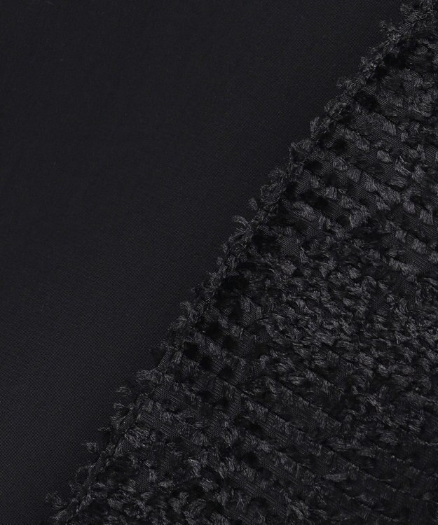 ICB ダイヤカットジャカードブラウス ブラック系