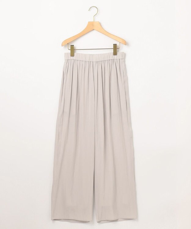 組曲 【洗える】ギャザーライトデシン パンツ ロング丈 ベージュ系
