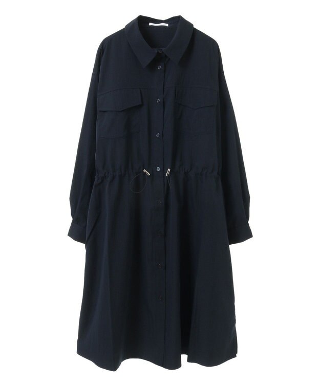 Green Parks ミディ丈ミリタリーシャツワンピース Dark Navy