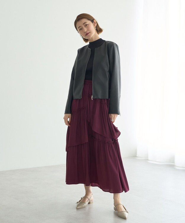 YECCA VECCA アシンメトリーラッフルスカート Wine