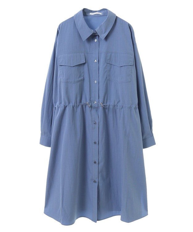 Green Parks ミディ丈ミリタリーシャツワンピース Blue
