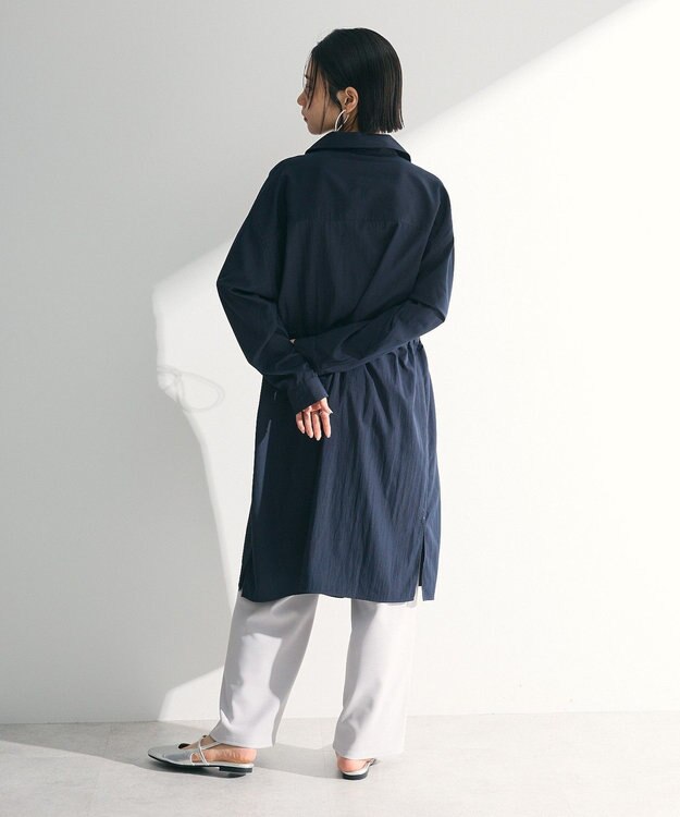 Green Parks ミディ丈ミリタリーシャツワンピース Dark Navy