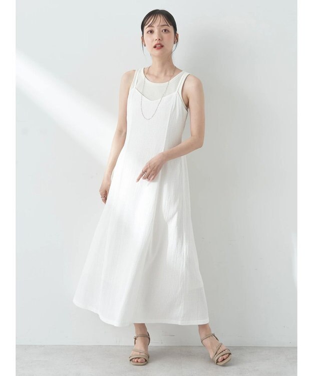 earth music&ecology チェックキャミワンピース White