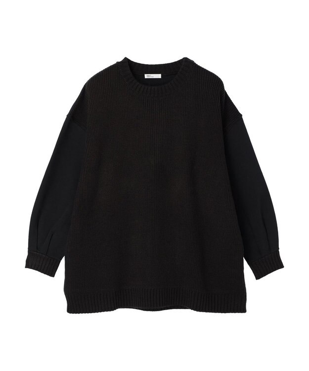 CRAFT STANDARD BOUTIQUE 片畔ニットドッキングチュニック Black