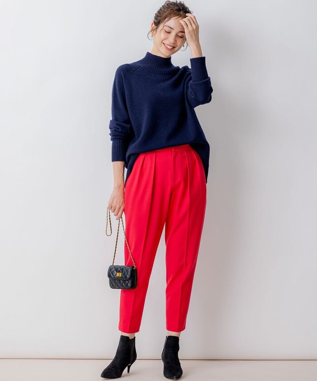 組曲 【8色展開・WEB限定】ウールカシミヤミックス ハイネック ニット ネイビー系