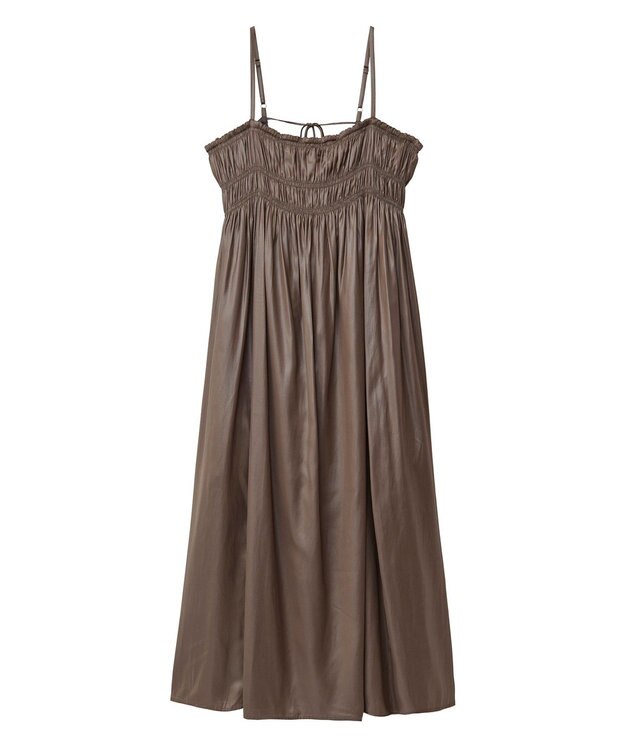 Green Parks レザー風キャミワンピース Gray Beige