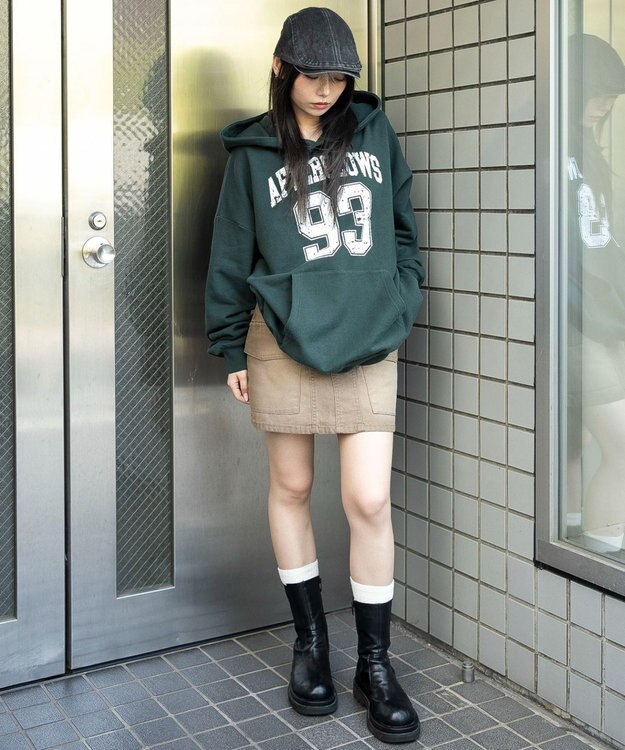 WEGO グラフィックプルパーカー ダークグリーン