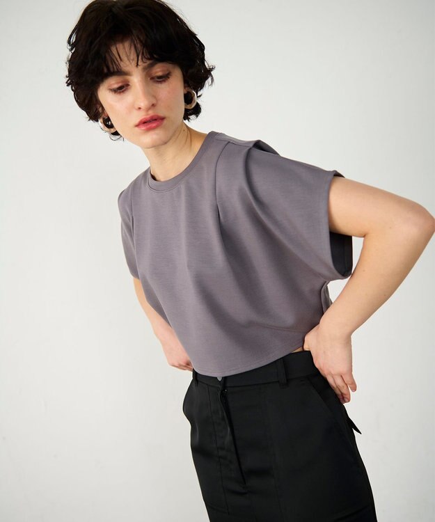 GRACE CONTINENTAL タックショートトップ グレー