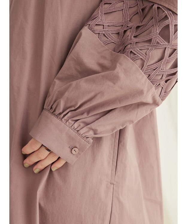 CRAFT STANDARD BOUTIQUE 袖レース使いワンピース Mocha