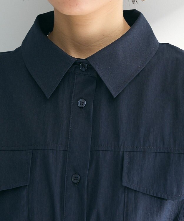 Green Parks ミディ丈ミリタリーシャツワンピース Dark Navy