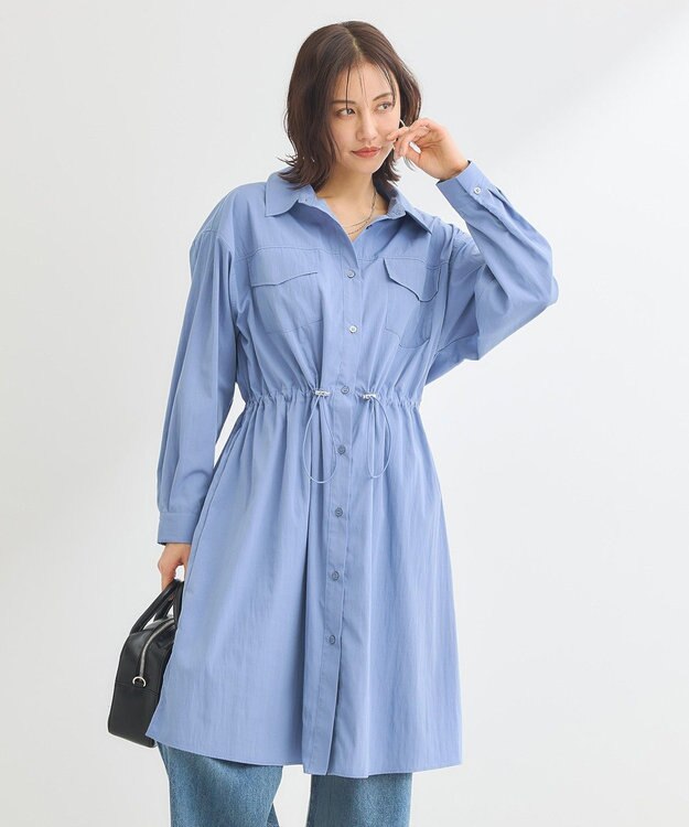 Green Parks ミディ丈ミリタリーシャツワンピース Blue