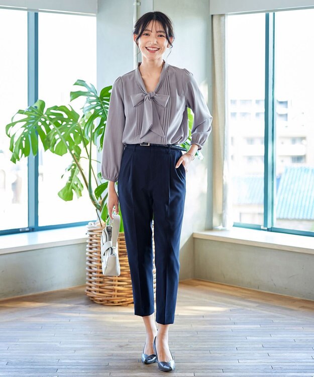 Tiaclasse 【小倉優子さん着用・ダブルクロス・洗える】テーパードパンツ ネイビー