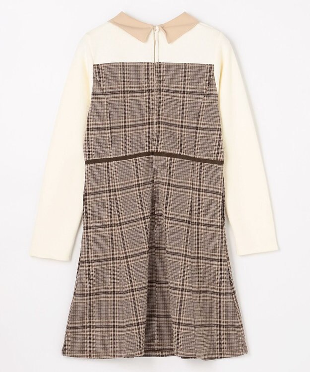 組曲 KIDS 【150-160㎝】レディチェック ワンピース ブラウン
