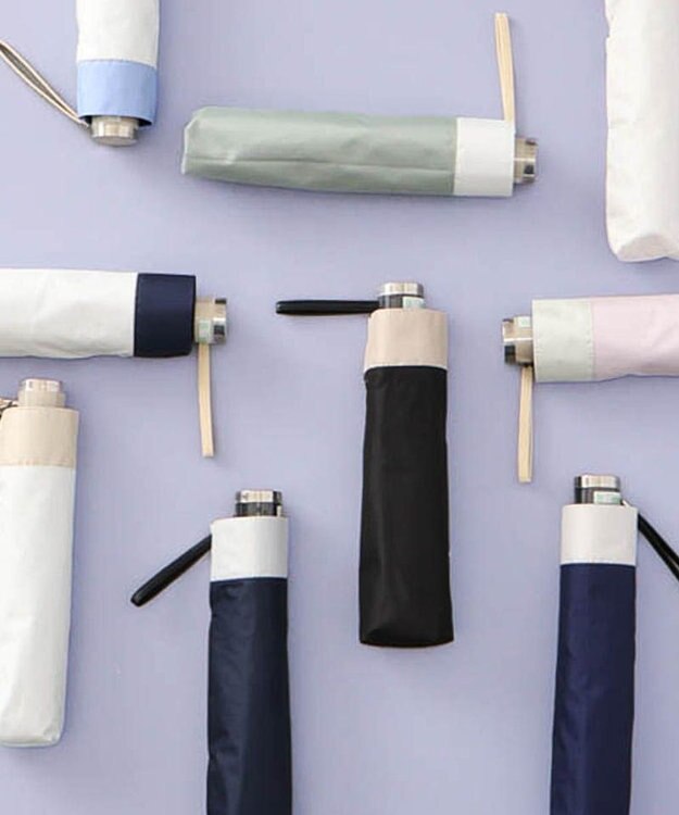 AURORA 【AURORA（オーロラ）】サマーシールド　バイカラー晴雨兼用傘（折りたたみ傘） オフホワイト×サックス