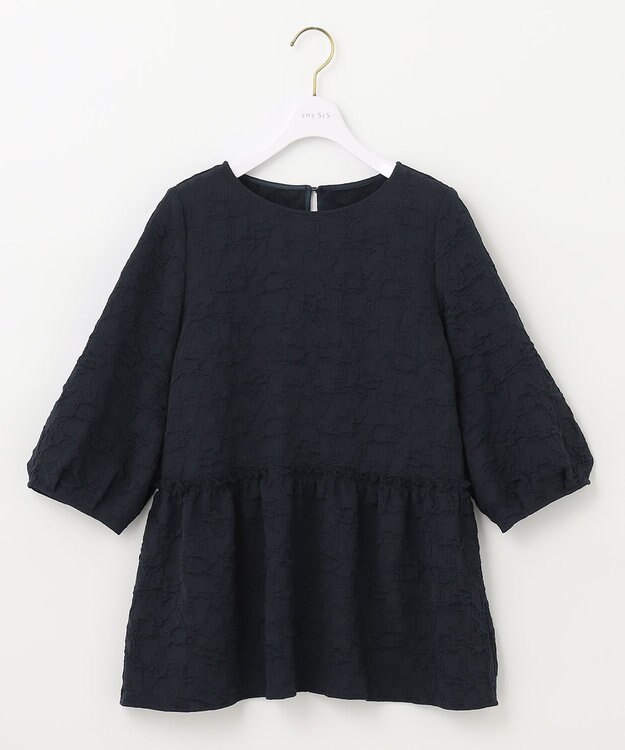 ANY SIS 【洗える】フラワーフクレジャガード ブラウス ネイビー