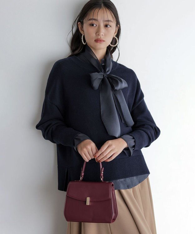 組曲 【加藤ローサさん着用】トップハンドル ハンドバッグ ワイン系