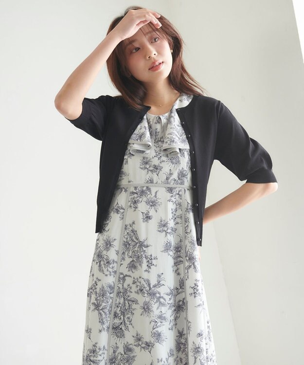 Feroux 【接触冷感・UVカット】ハーフスリーブ カーディガン ブラック系