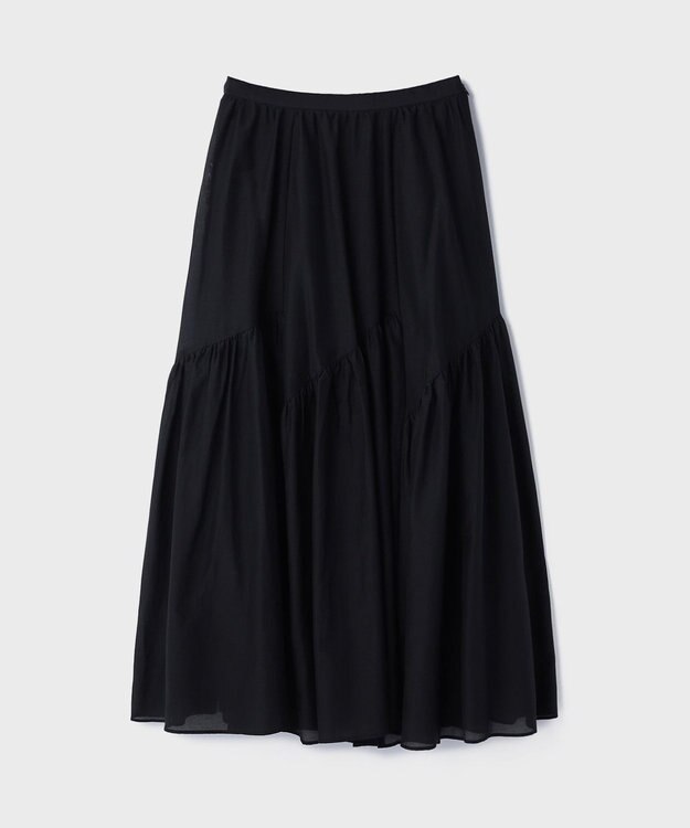 GRACE CONTINENTAL コットンシルクティアードスカート ブラック