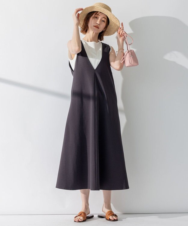 23区 【WEB限定】ロマネポンチジャージー ジャンパースカート グレー系