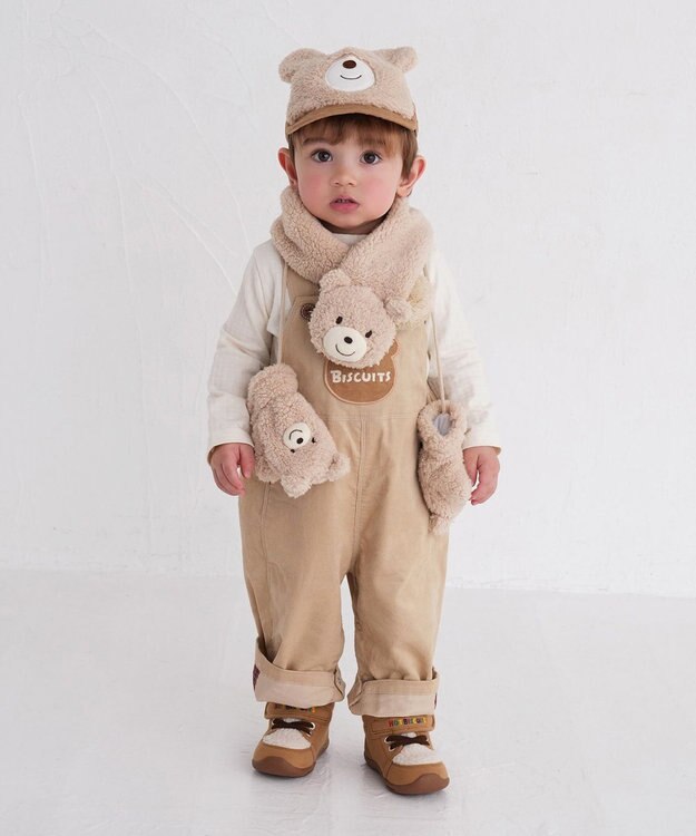 MIKI HOUSE HOT BISCUITS 【44-52cm】 もこくま顔ドン ボアキャップ ベージュ