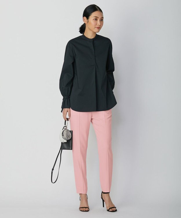 ICB 【洗える】エコナイロンストレッチ プルオーバーブラウス ネイビー系