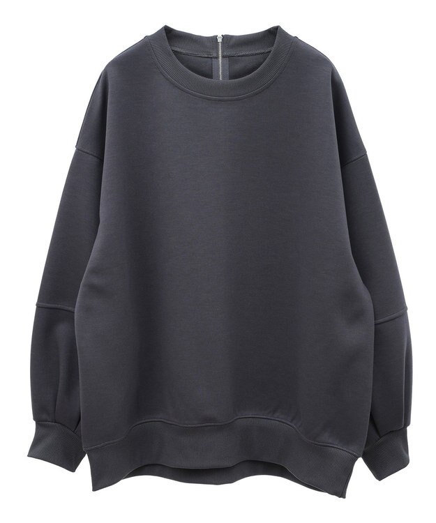 earth music&ecology ダンボールニットバックＺＩＰチュニック Charcoal Gray
