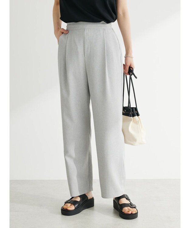 Green Parks 麻調ストレートパンツ Gray