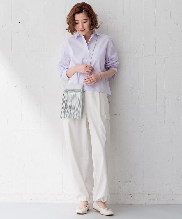 23区 【Oggi4月号掲載/洗える】CANCLINI クロップド シャツ [WEB限定]ラベンダーストライプ