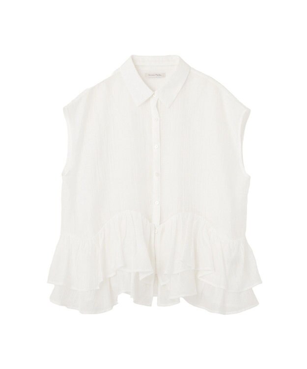 Green Parks ノースリーブフリルブラウス Off White