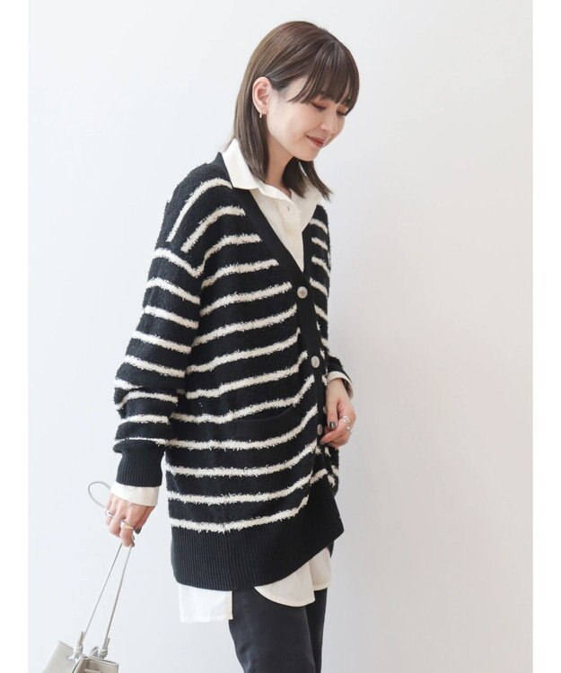 AMERICAN HOLIC モノトーンＶネックニットカーディガン Border
