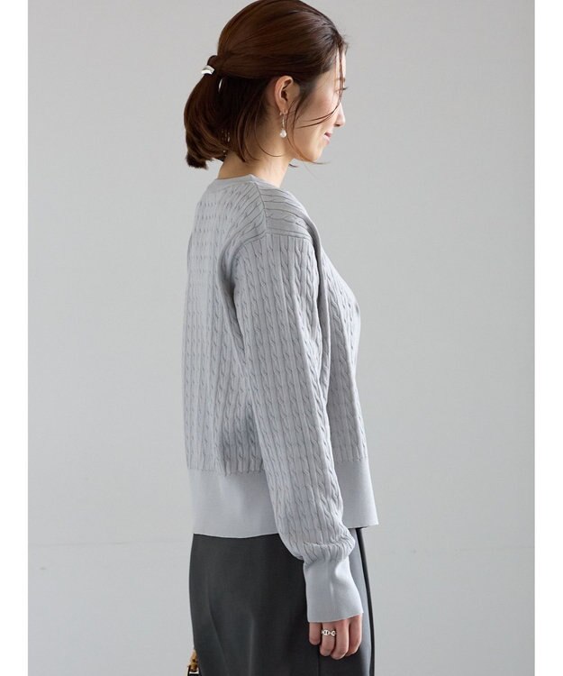 Te chichi ミニケーブル刺繍Vネックカーディガン グレー