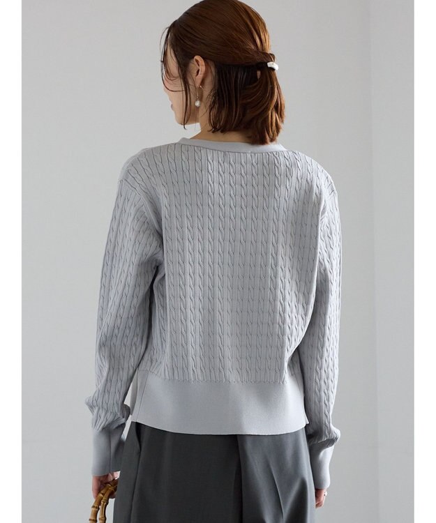 Te chichi ミニケーブル刺繍Vネックカーディガン グレー