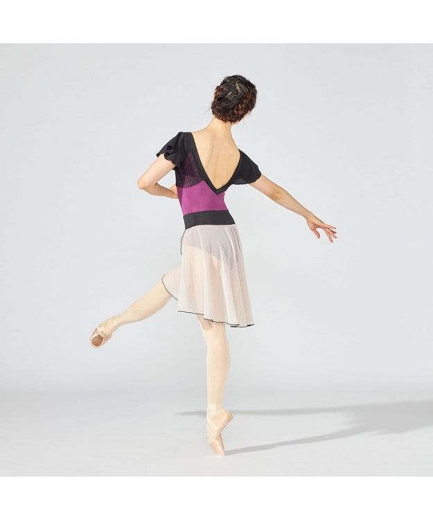 Chacott フレアスリーブレオタード ラズベリー