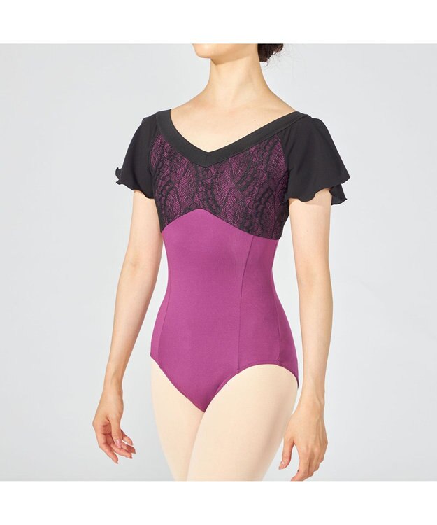 Chacott フレアスリーブレオタード ラズベリー