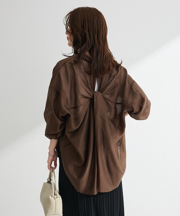 Green Parks バックツイストシアーシャツ Brown
