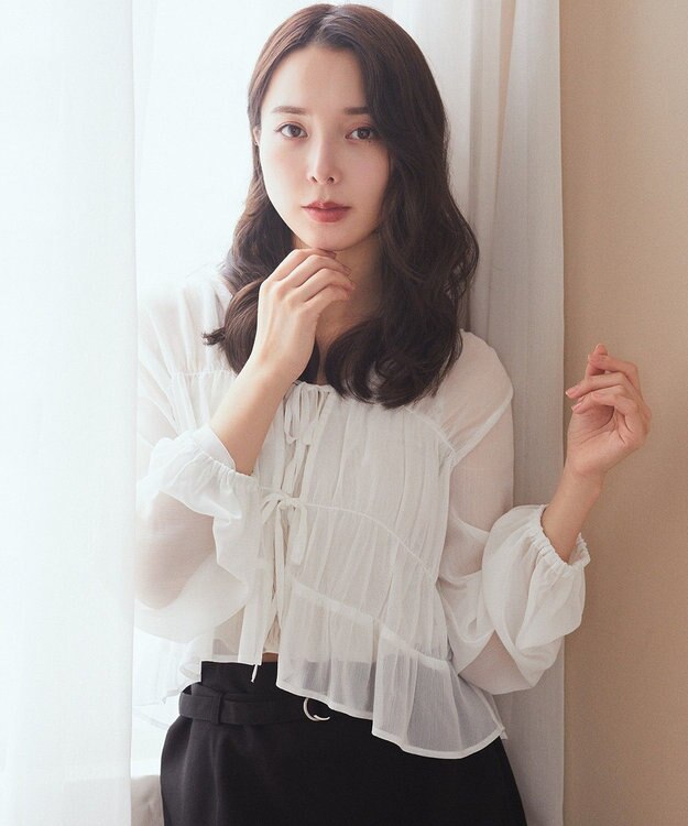 earth music&ecology ＳＥＴ２点シアーシャーリングブラウス＋インナー Off White