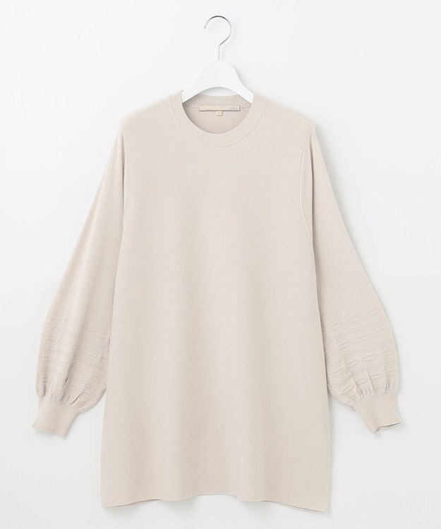 自由区 【洗える】レーヨンポリエステルスムース チュニック丈ニット ライトグレー系