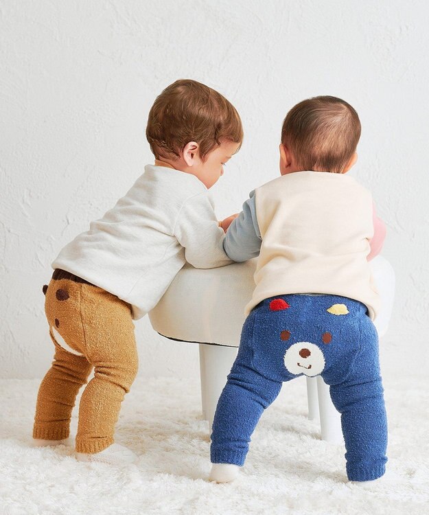 MIKI HOUSE HOT BISCUITS 【70-100cm】 シュクリーム素材 顔ドン あったかベビースパッツ 紺