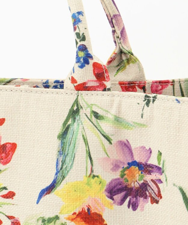 自由区 ペイントタッチフラワートート バッグ アイボリーベース