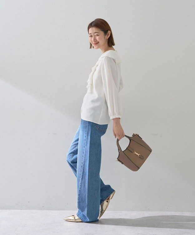 YECCA VECCA アシメラッフルブラウス Off White