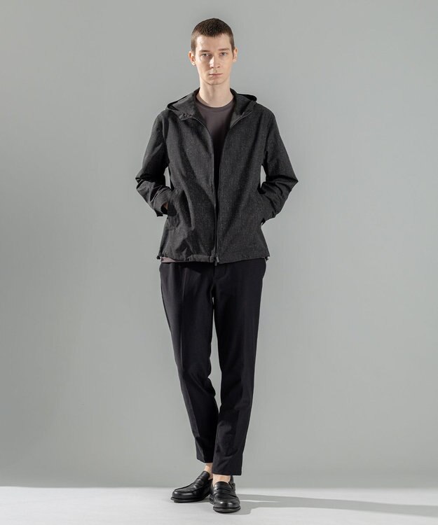 JOSEPH HOMME 新柄【洗える/ストレッチ/シワになりにくい】クールドッツストレッチ ジップアップフードブルゾン ブラック系