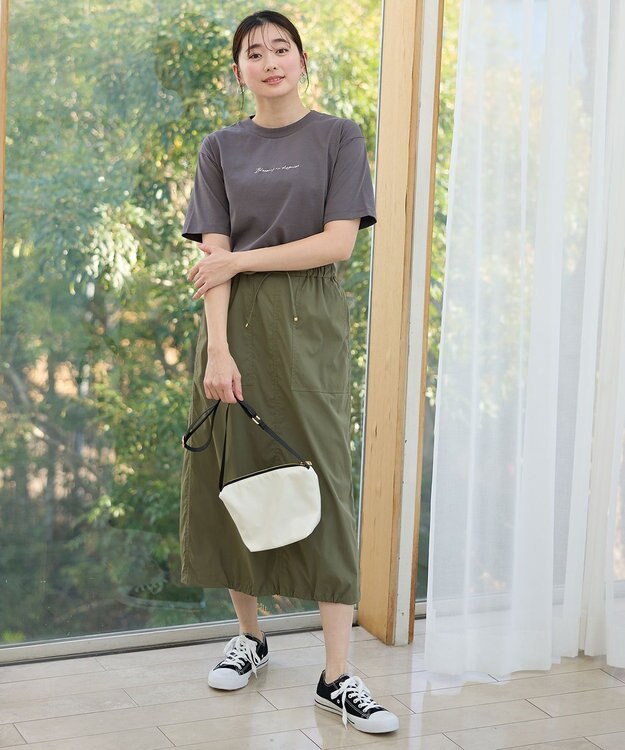 ANY L オーガビッツ刺繍ロゴＴシャツ チャコール