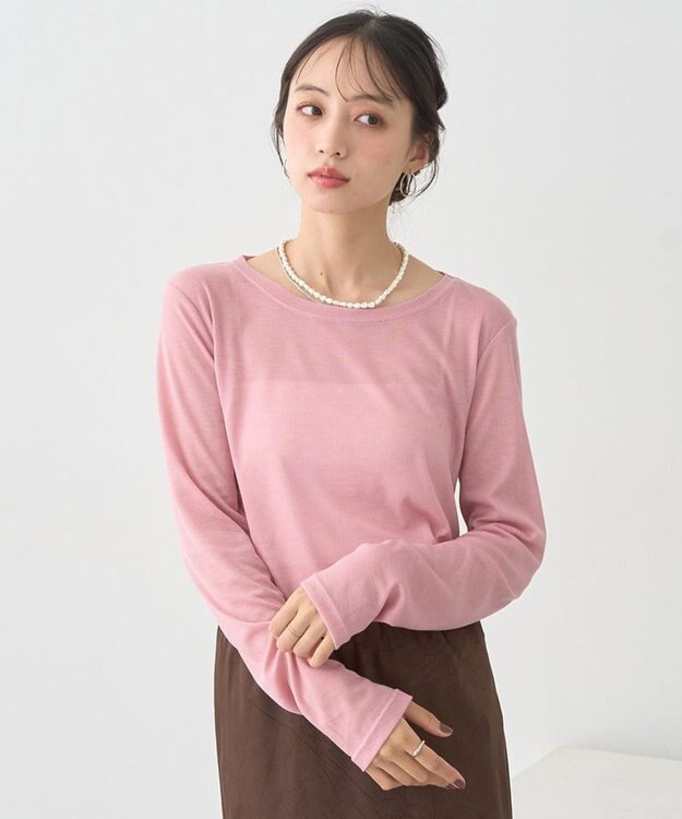 earth music&ecology クルーネックシアーテレコプルオーバー Pink